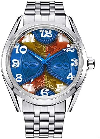Classic Mechanical Watch Personality Dial Silver Steel watchband Self-Wind Men-Standard 443.Western Patchwork Leather Look Design