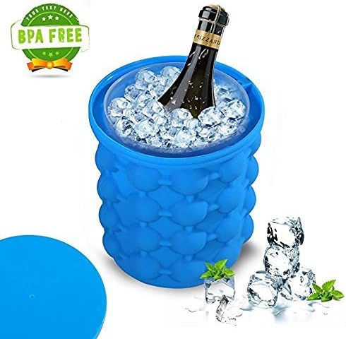 Evedy Ice Cube Maker Genie, Revolutionary Space Saving Ice Cup Maker Bucket Party Drink Tub Silicone Trays Mold Kitchen Tools for Chilling Burbon, Whiskey, Cocktail, Beverages and More