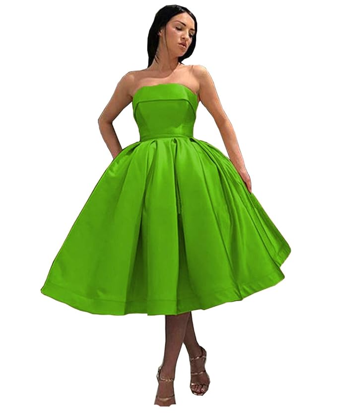 Buy Fanciest Women's Strapless Satin Short Dresses 2020 Ball
