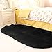 moonrug Ultra Soft Fluffy Oval Area Rugs Shaggy Living Room Rug Solid Color Non-Slip Bedroom Bedside Rug Runners 2.7' x 5.3', Black