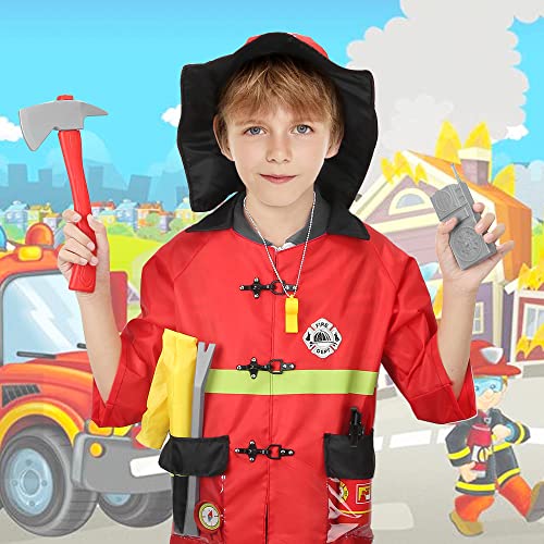 Kids Fireman Costume Role Play Kit Set, Halloween Activities