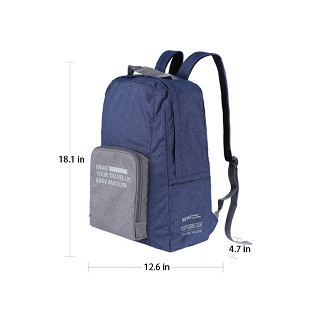 Vinmax Folding Travel Backpack Portable Canvas Bag - Best for Travelling, Hiking, Camping, Sports and Outdoors - laptop backpack-Durable Daypac (Navy Blue)