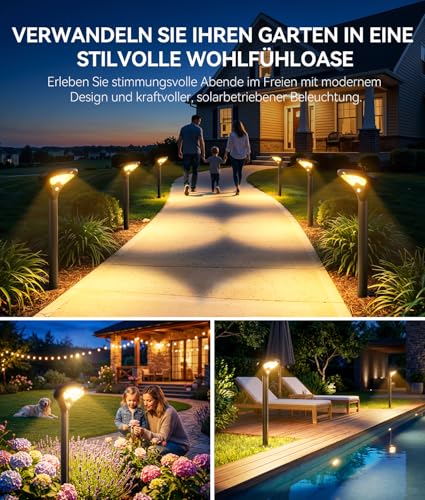 TuyLuxe Solar Lights for Outdoor Garden with Motion Sensor 6 Pack, 550LM Modern 3 Modes Solar Lights for Outdoor Use with Bright 26 LEDs Warm White IP65 Waterproof Solar Lights Garden for Lawn Patio