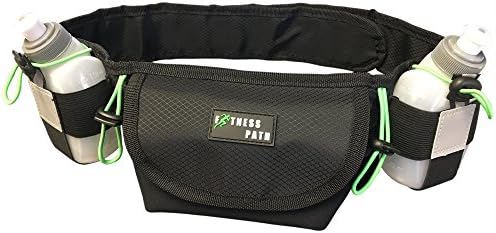 Hydration Running Belt by Fitness Path - Fits iPhone 7 Plus - With 2 BPA Water Bottles - Belt for Runners with Large Pouch - Velcro Adjustable Waist Belt for Runner