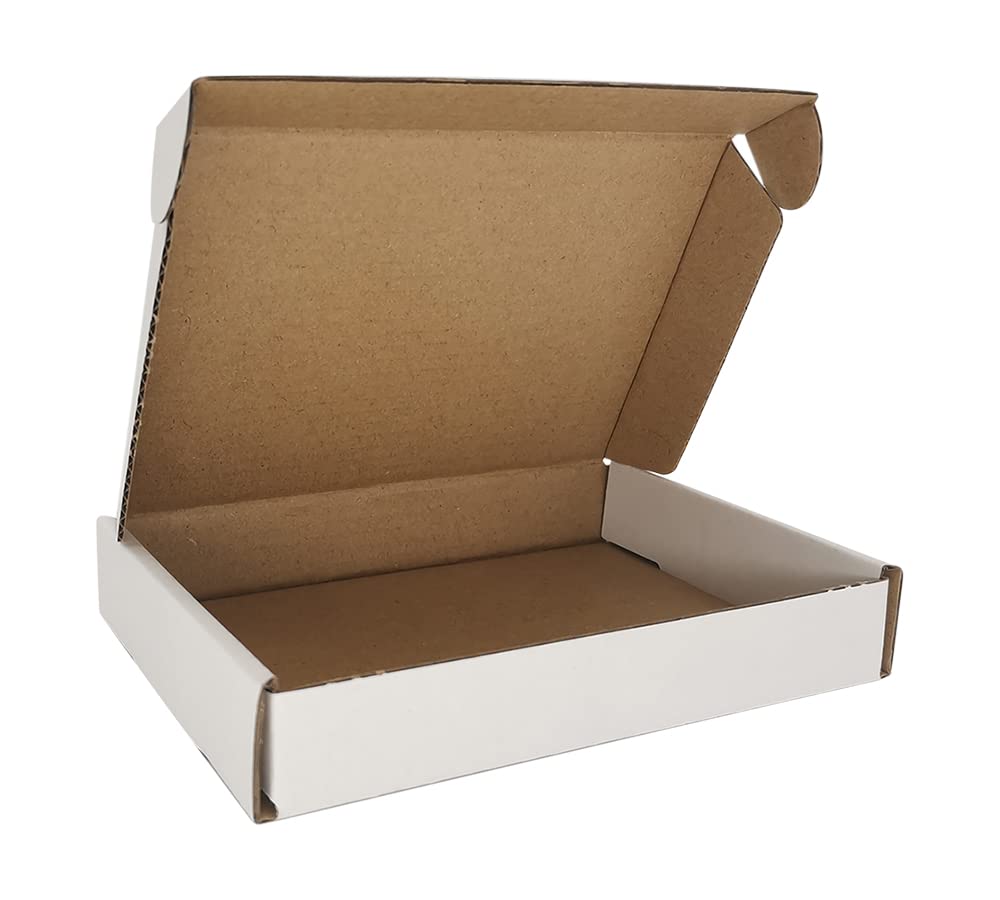 CH-BOX 50 Pack 15x10x2.5cm (6x4x1'') Small Corrugated Cardboard Postal Boxes White for Shipping Mailing Packaging Royal Mail Small Parcel