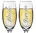 BANBERRY DESIGNS Bride and Groom Champagne Glasses Set of 2 Elegant Toasting Flutes Silver Wedding Champagne Set Wedding Glasses 6 oz