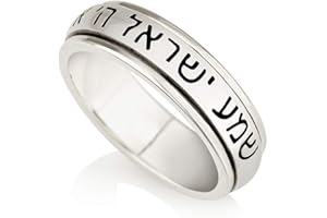 FJ FAITH JEWELRY BY YAIR 925 Sterling Silver Spinner Ring, Jewish Shema, Israeli Kabbalah Blessing Ring Rare Jewelry