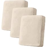 Taque Couch Cover Stretch Velvet Sofa Cushion Cover 3-Piece - Elastic Washable Slipcover for Seat or Backrest, Couch Seat Covers for Sofas (Cream)