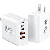 USB C Charger Block Fast Charging, 100W Super Fast USBC Pulg Power Adapter | 2Pack USB-C Cube Multi Port Type C Phone Chargers Brick for Apple iPhone 18/17/16/15/14/13/Pro Max/iPad/Mac Book/Galaxy S26