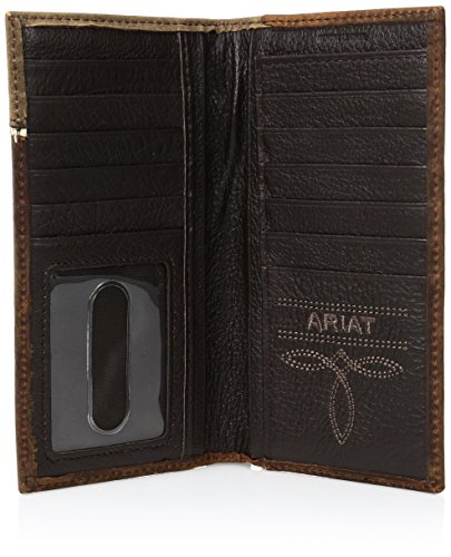 Ariat Men's Distressed Shield Inlay Rodeo Western Wallet, Brown, One Size