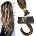 Sunny Hair I Tip Hair Extensions Invisible Itip Human Hair Extensions Dark Brown Highlight Caramel Blonde Pre Bonded for Everyday Use Cold Fusion Show Charm 16inch 50g