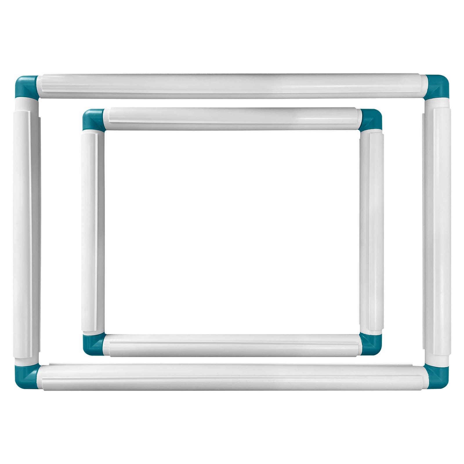 Photo 1 of 2 Pack Square Embroidery Hoops, Plastic Cross Stitch Snap Frames, Universal Clip Frame Sets for Embroidery, DIY Sewing Tools for Cross Stitching Quilting (11 x 15, 9 x 11)