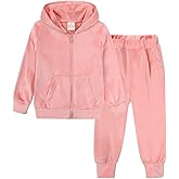 Kids Tales Girls Velour Hoodie Zipper Sweatsuit Boys 2 Pcs Velvet Tracksuit Zip Up Hoody Tops + Sweatpants Jogger Outfits Set