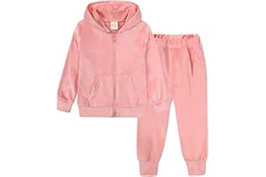 Kids Tales Girls Velour Hoodie Zipper Sweatsuit Boys 2 Pcs Velvet Tracksuit Zip Up Hoody Tops + Sweatpants Jogger Outfits Set