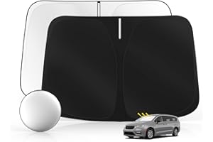 Sulagi Windshield Sun Shade for Chr-ysler Pacifica 2017-2025 2026 Foldable Sunshade Custom Fit Front Window Car Interior Accessories Protector Blocks UV Rays