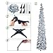 MACTING 5ft Pop up Christmas Tinsel Tree with Lights, Easy-Assembly Coastal Glittery Pencil Tree for Home Holiday Party Winter Xmas Decorations (Silver)