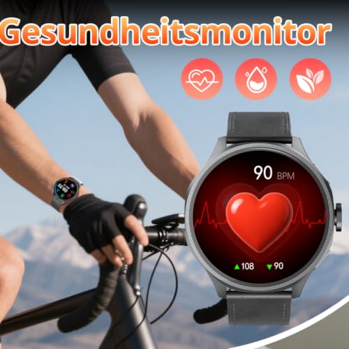 Smartwatch with SIM Slot and 180° Rotating Camera, 1.73 Inch HD Touch Screen Android Smart Watch, Unlocked 4G GSM for Standalone Calls, GPS, Heart Rate Fitness Watch, 800 mAh, 3 GB RAM + 32 GB ROM