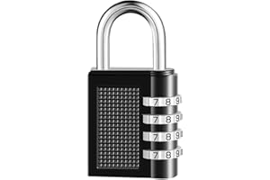 Combination Lock 4 Digit Padlock with ShortShackle for School Gym Locker, Fence, Sports Locker,Toolbox,Case(Black 1 pcs)