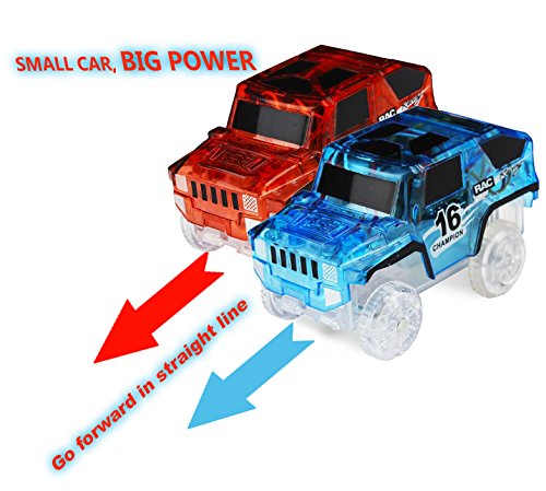image for HapiSimi Track Car, LED Light Up Jeep Car (2-Pack), Multi-color LED Li