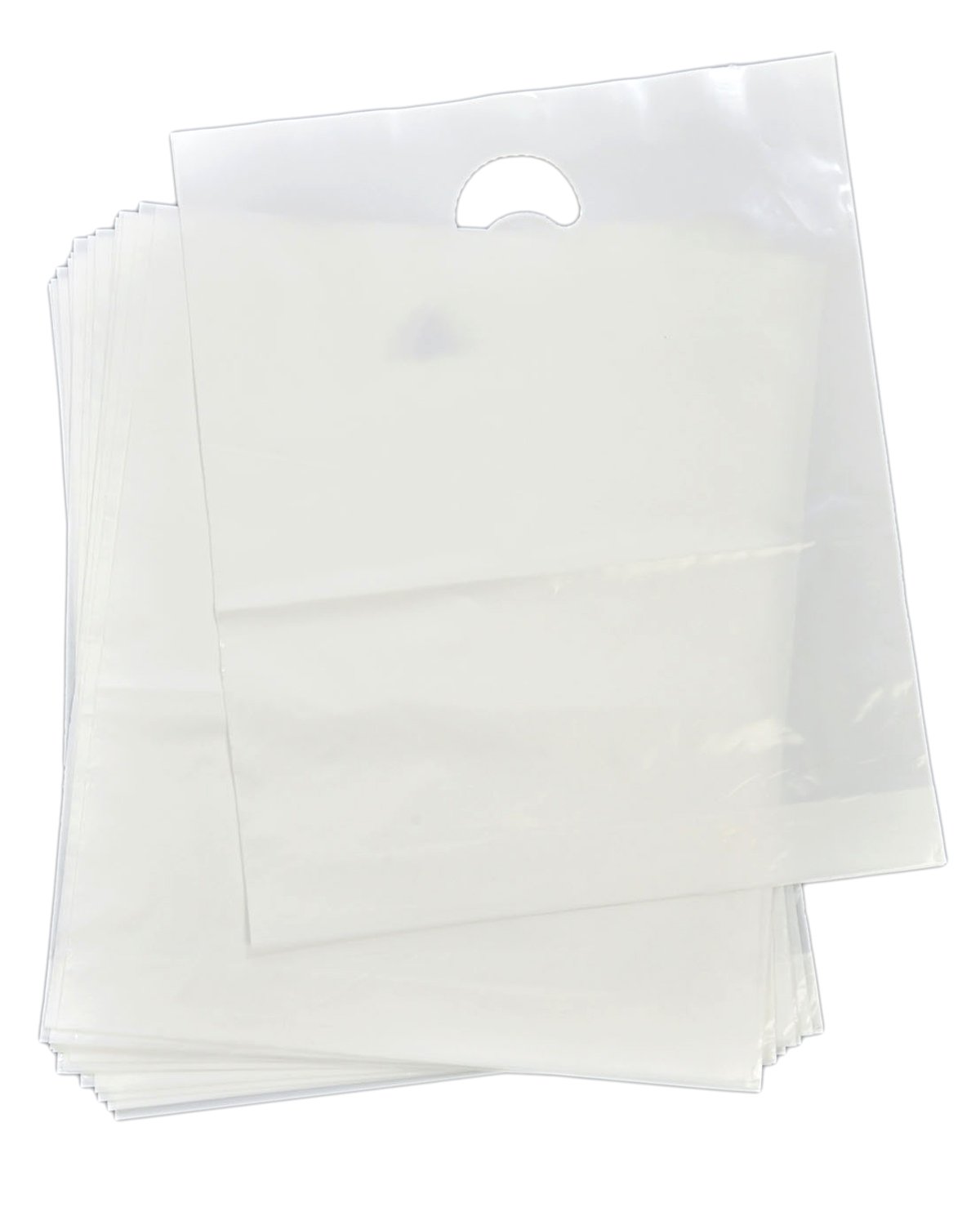 60 Clear Heavy Duty Patch Handle Plastic Carrier Bags 15" x 18" x 3"