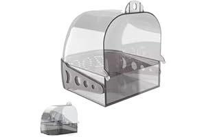 1Pcs Bird Bath Cage,Cockatiel Bird Bath Bird Bath Cage,Cleaning Pet Supplies Bird Clean Bathtub with Hanging Hooks and Bottom