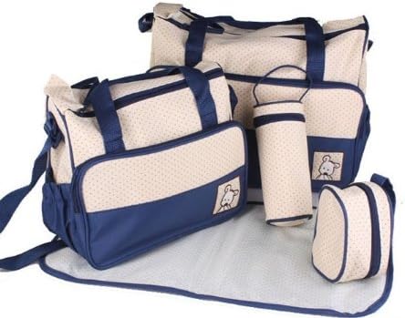 just4baby 5pc Baby Nappy Changing Bags Set Dark Blue | Diaper Bag Organizer