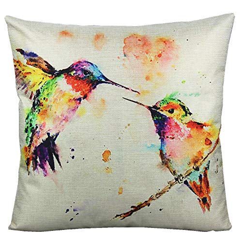 VAKADO Birds Outdoor Throw Pillow Covers Watercolor Painting Floral