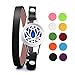 Gouraml Essential Oil Diffuser Bracelet for Women Aromatherapy Anxiety Jewelry Hypo-allergenic 316L Surgical Stainless Steel with Gold Leather Band 10 Different Color Pads Gift Set (Lotus Of life)