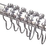 LLFS Shower Curtain Hooks - 100% Stainless Steel, Polished Chrome, Set of 12 Rings