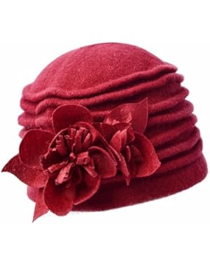 YSJOY Flower 70% Wool Dome Bucket Hat Winter Cloche Hat Fedoras Derby Hat