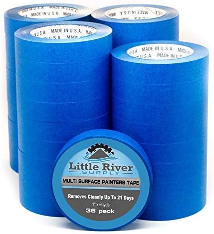 Little River Supply Blue Painters Tape 1 Inch Professional Quality Multi-Surface Masking Tape Clean Edges and Easy Release Made in The USA 1" X 60 YDS Case of 36