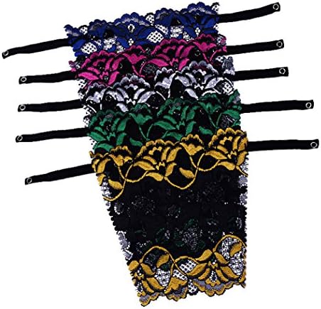 TZSJGL 5 Pack Full Lace Floral Mock Clip-on Camisole Cami Secret Snap to Bra Inserts (Metal Buttton)