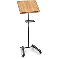 Lectern Podium Stand with Storage Platform, Height Adjustable Steady Standing Design Teacher Speaker Lecture Classroom Presentation Stand, Multi-Function Reading or Laptop Desk with Edge Stopper