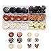 Large Assorted Round Heart Wood Wooden Buttons Muti for Crafts Supplies Sewing 4 Holes Black Brown Beige Handmade Button with Box 120pcs