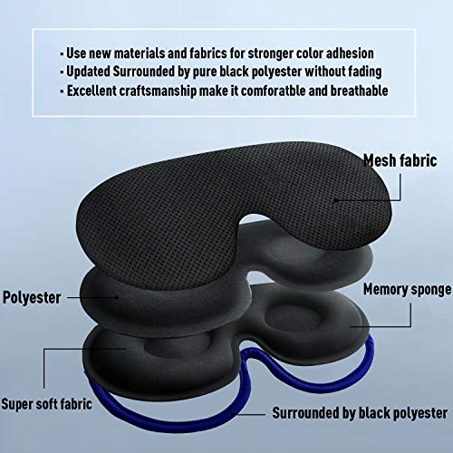 Sleep Mask,Sleeping Mask,Eye Mask for Sleeping Women & Men,Eye Covers,Upgrade 3D Design & Ultra Soft Breathable with Adjustable Strap,100% Blackout Eye Masks,Blindfold for Completely dark Hohiyo-Black