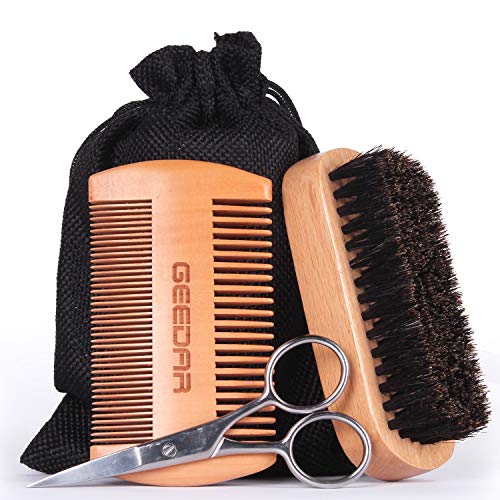 Beard Grooming Kit Beard Brush & Comb Set for Men Boar Bristle Hair Brush Gift Box & Travel Bag Great for Grooming Dry or Wet Beard Christmas Gifts - Thumbnail 6