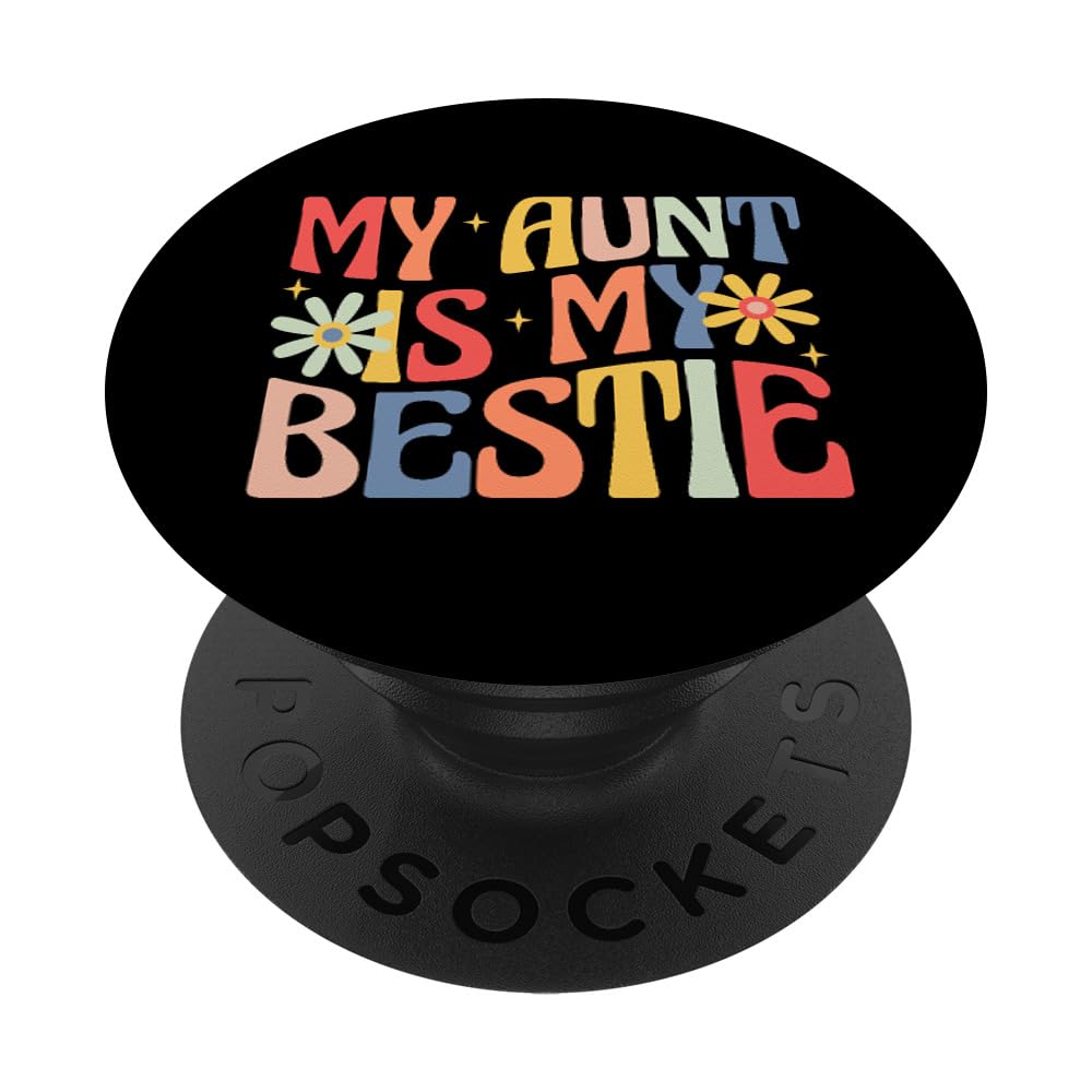 My Aunt is My Bestie Groovy Niece Nephew Boys Auntie PopSockets Swappable PopGrip