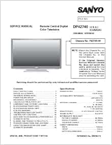SANYO DP42740 & more models service manual: SANYO: Amazon.com: Books