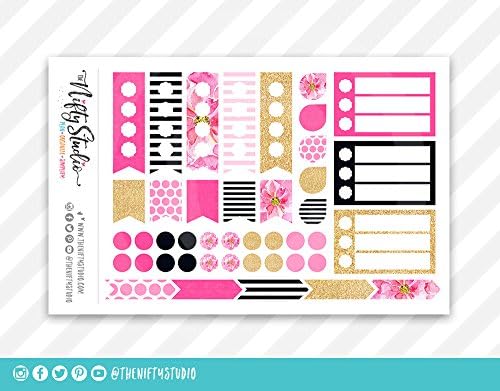 Planner Stickers Fashion Navy, Pink, Gold #2 | The Nifty Studio | Stickers for Planners | Calendar Stickers | Stickers for Agendas |