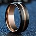 TUSEN JEWELRY 8mm Mens Promise Rings Tungsten Rose Gold Plated Wedding Bands Inlay Groove Brushed
