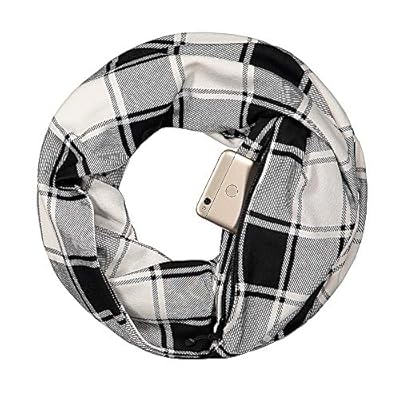 Women's Men's Lightweight Infinity Checkmate Pocket Scarf,Shawl Wrap With Zipper Pocket Women's Men's Lightweight Infinity Checkmate Pocket Scarf,Shawl Wrap With Zipper Pocket