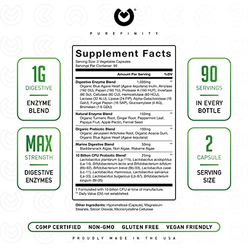 Digestive Enzymes 1000MG Plus Prebiotics & Probiotics Supplement, 180