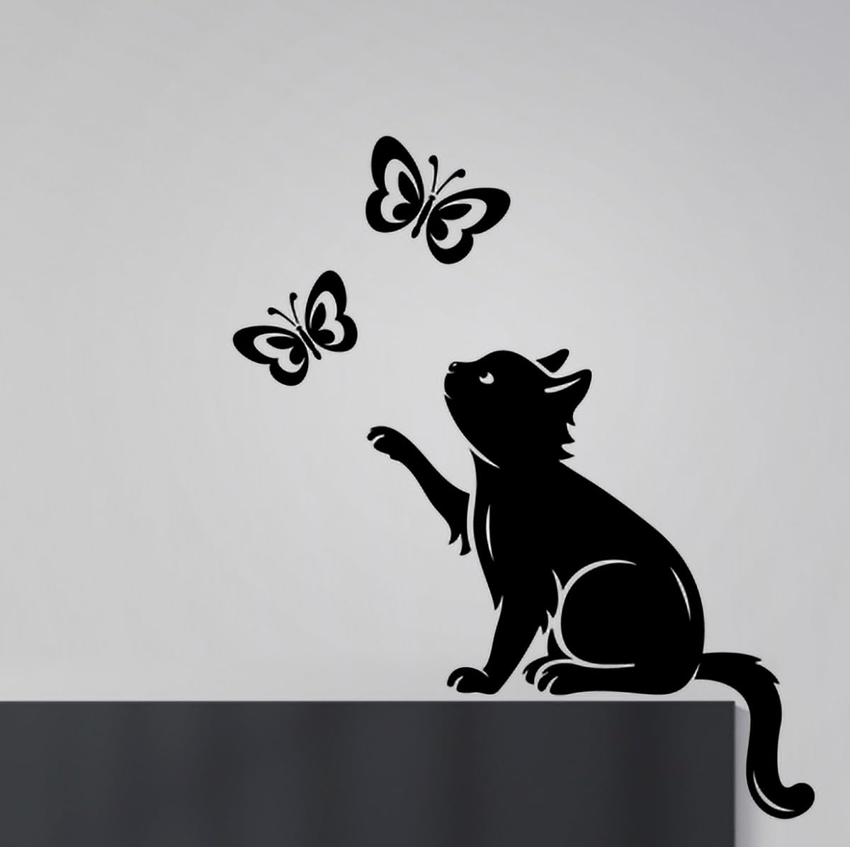 Cat Butterflies Wall Sticker Art Butterfly Decal Decor Vinyl Home Decoration Living transfers Cats Living Room Painting Kitchen Pets Animals Stickers Design Poster Tree Decals Wallpaper DIY Mural