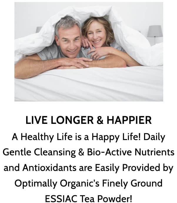 Optimally Organic ESSIAC Tea 8 Herb Powder - USA & EU Organically Grown Finely Ground Herbs! - Rene Caisse's Prized Recipe with Sheep Sorrel Roots!