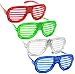 12 Piece Slotted & Shutter Shades Light Up Unisex Flashing Glasses for Adults & Children (5 Assorted Colors: White, Purple, Green, Blue, & Pink)- with Push On/Off Button for All Occasions