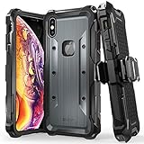 Vena iPhone Xs Max Holster Case, [vArmor] Rugged Military Grade Heavy Duty Case with Belt Clip Swivel Holster & Kickstand, Compatible with iPhone Xs Max - Black/Space Gray