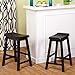 SilkWood Studio Belfast Solid Wood Counter Height Saddle Stool, Set of 2, Black
