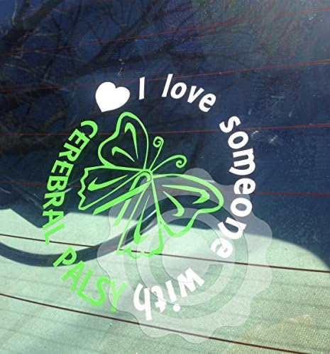 Cerebral Palsy Green Awareness Ribbon Butterfly Love Window Decal