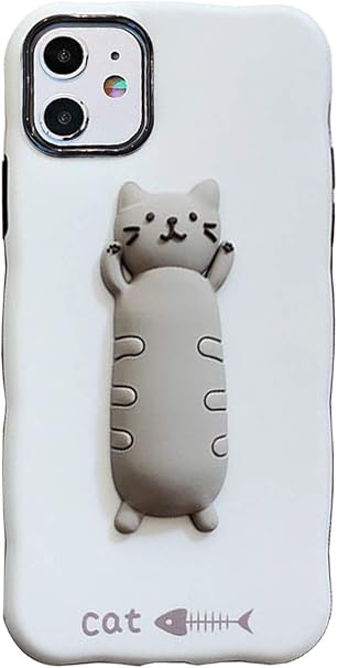 Amazon アップル アイフォン11 ケース 専用 ねこ 可愛い Compatible With Apple Iphone 11 カバー アイフォン 対応 バンパー アイフォン11カバー 3dした設計 アイフォン11ケース かわいい 立体ケース おもしろい 携帯カバー 人気 おしゃれ 6 1 インチ 灰 ケース