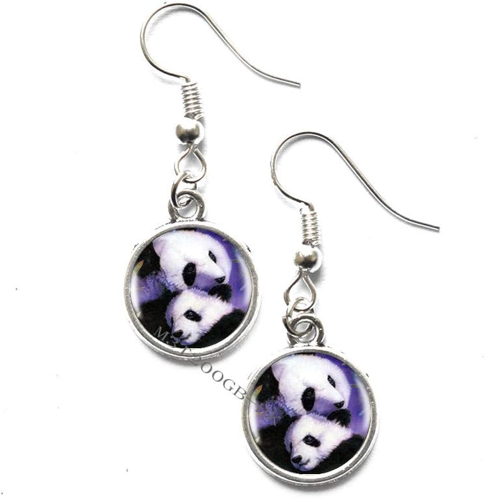 Botewo0lbei Panda Earrings Purple Dangle Earrings Gift for Girls Panda Jewelry